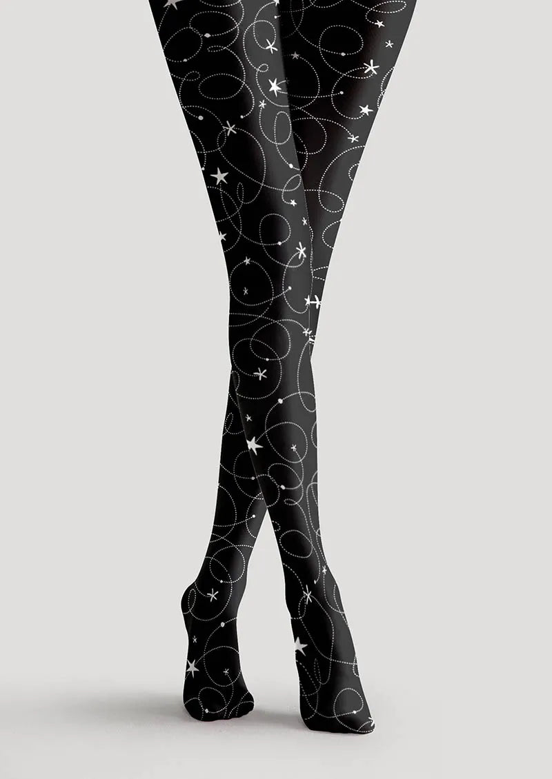 Viken Plan Geometric Art Star Chain Tights Hosiery Pantyhose