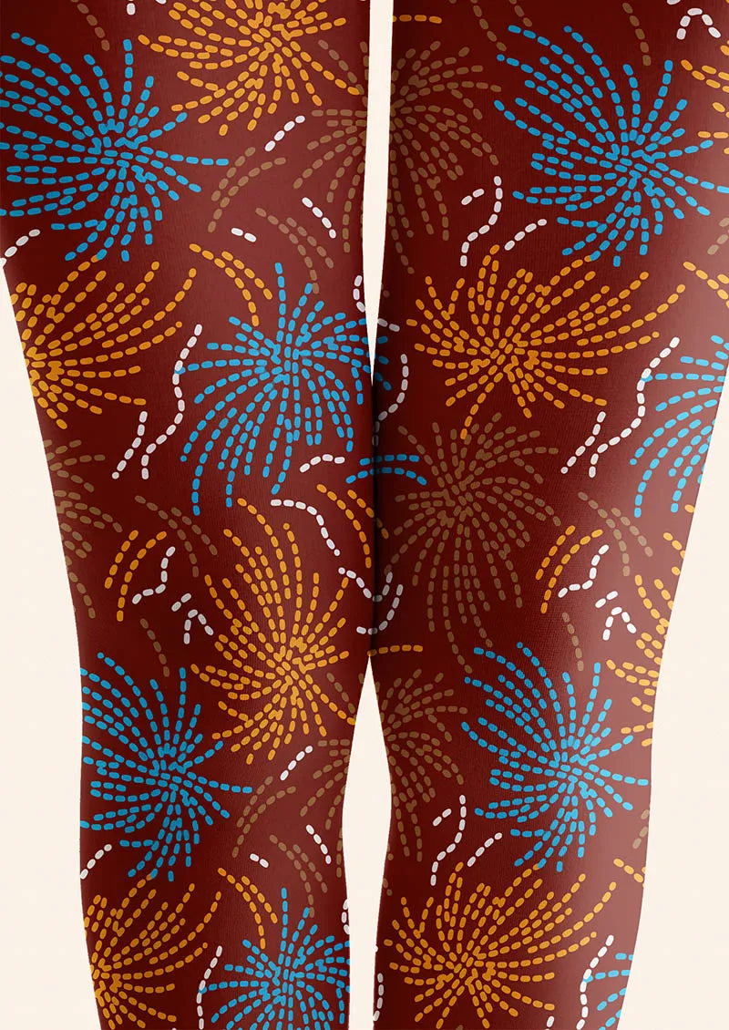 Viken Plan Geometric Art Neon Fireworks Tights Hosiery Pantyhose