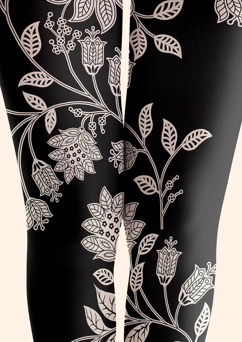Viken Plan Floral pattern Midnight Bloom Tights Hosiery Pantyhose