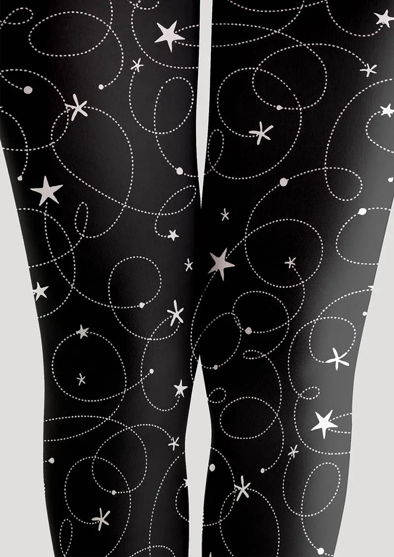 Viken Plan Geometric Art Star Chain Tights Hosiery Pantyhose