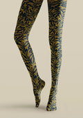 Viken Plan Golden Botanical Pattern Tights Hosiery Pantyhose