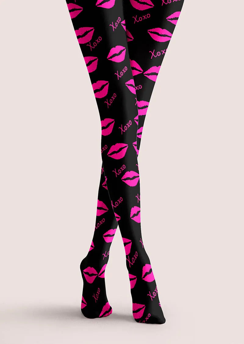 Viken Plan Valentine's Day Pop Heart Beat Tights Hosiery Pantyhose