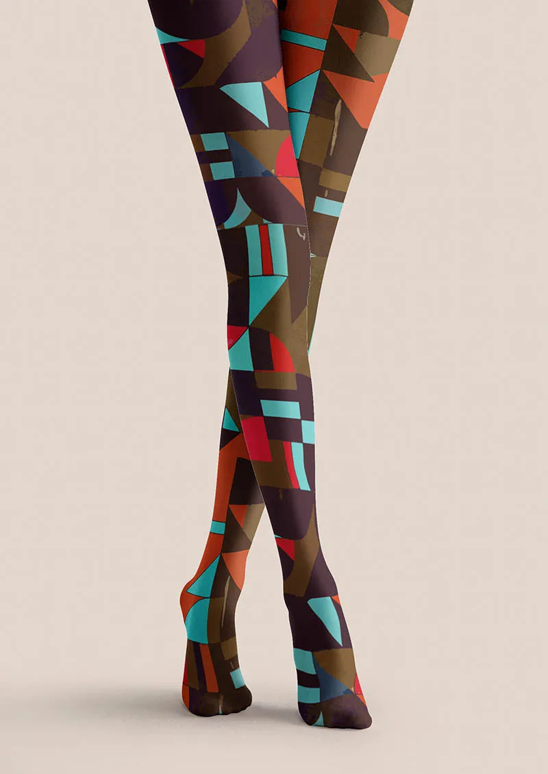 Viken Plan Color Clash Geometry Tights Hosiery Pantyhose
