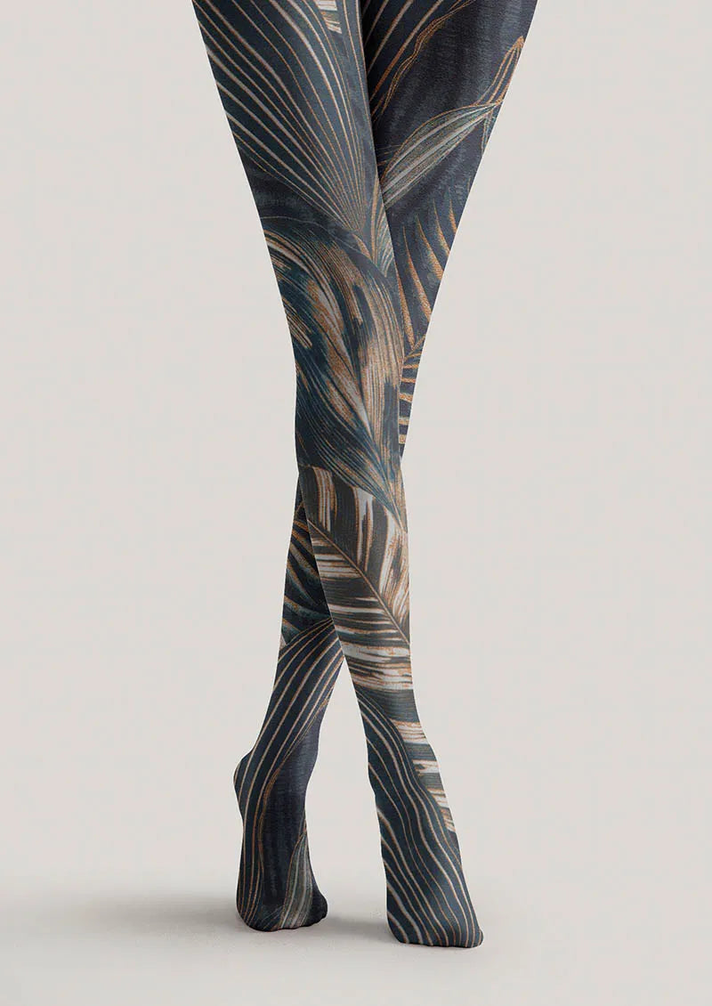 Viken Plan Floral pattern Palm Shadow Tights Hosiery Pantyhose