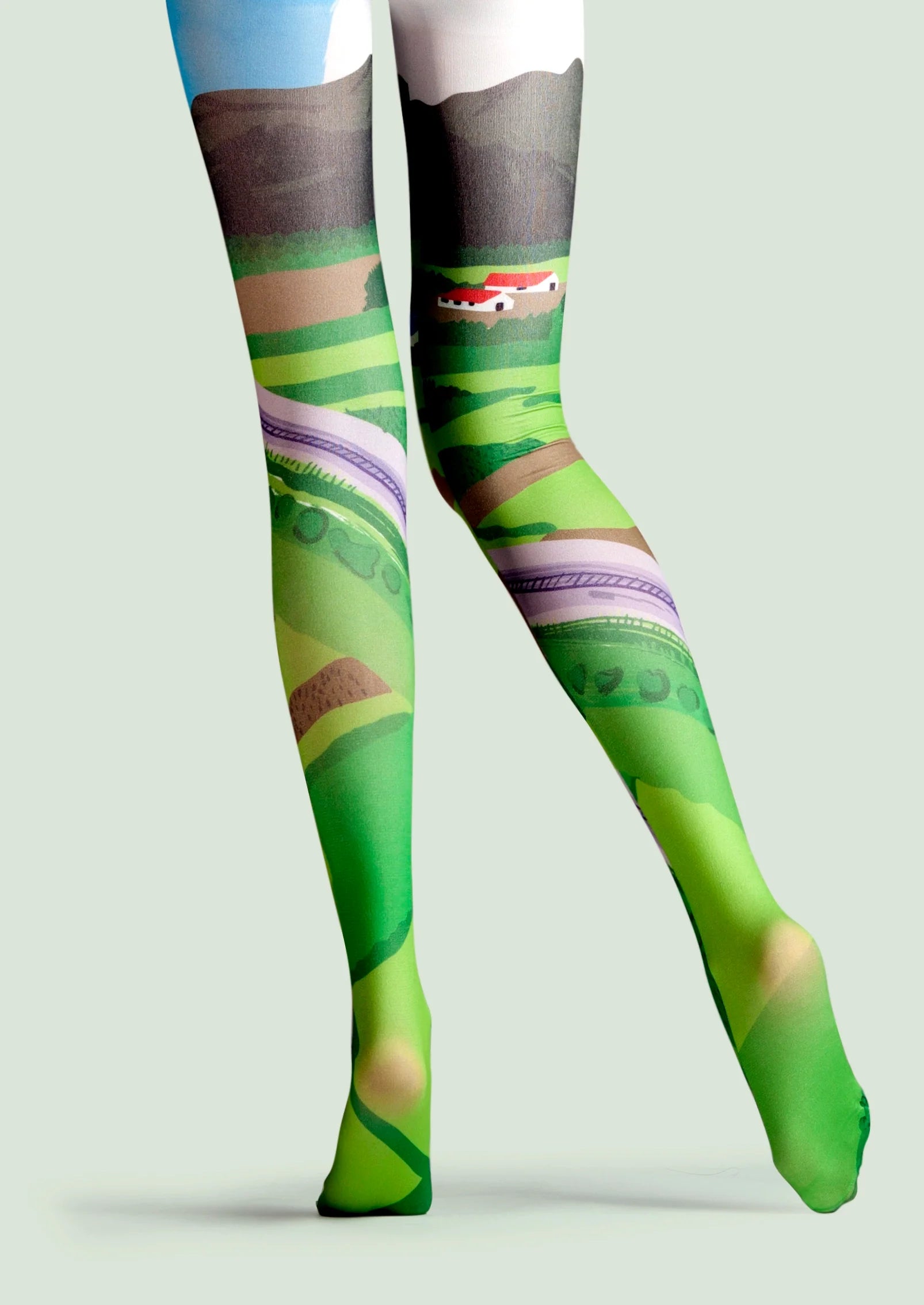 Viken Plan Field Train Print Tights Hosiery Pantyhose