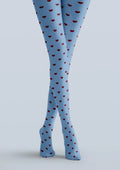 Viken Plan Blue Heart Polka Dot Tights Hosiery Pantyhose