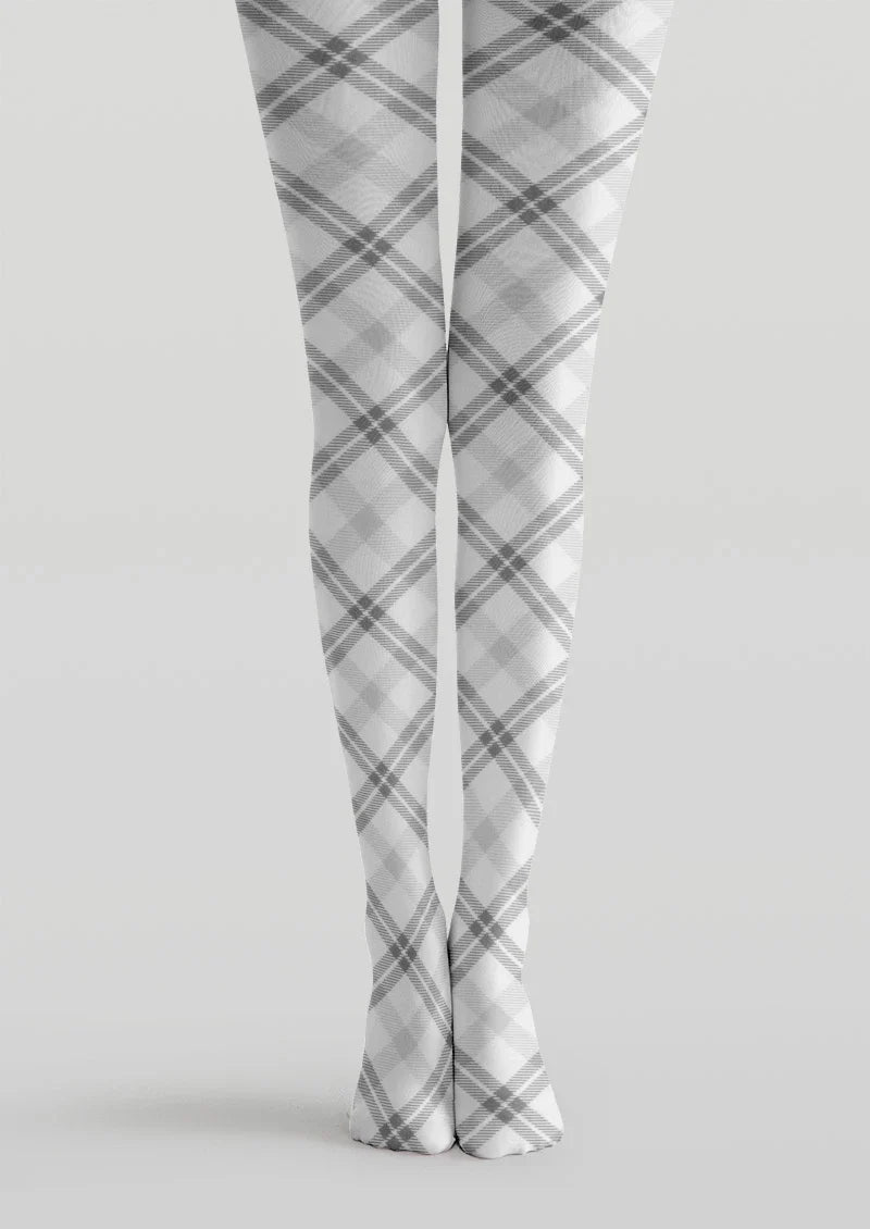 Viken Plan Gray Plaid Tights Hosiery Pantyhose