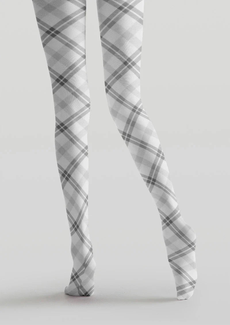 Viken Plan Gray Plaid Tights Hosiery Pantyhose