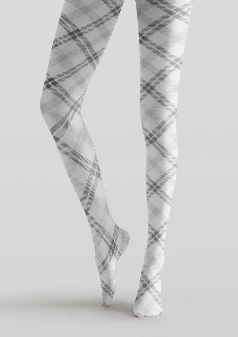 Viken Plan Gray Plaid Tights Hosiery Pantyhose