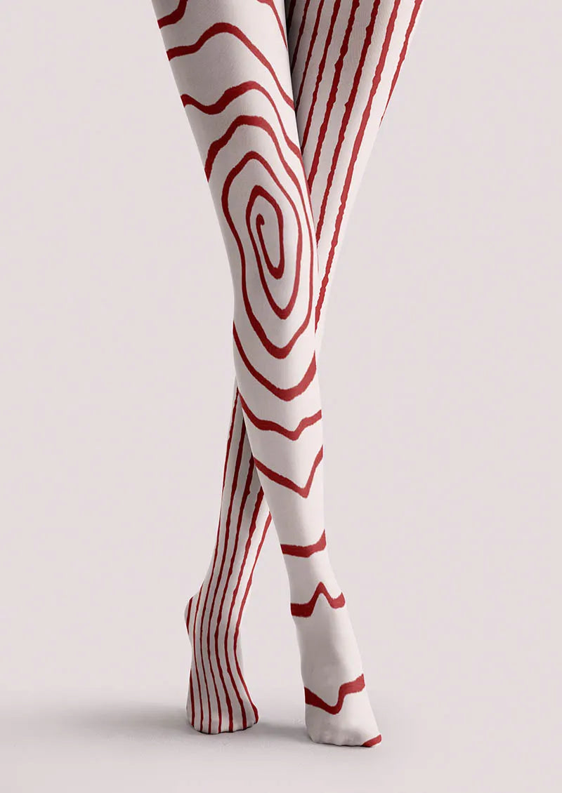 Viken Plan Red Spiral Tights Hosiery Pantyhose