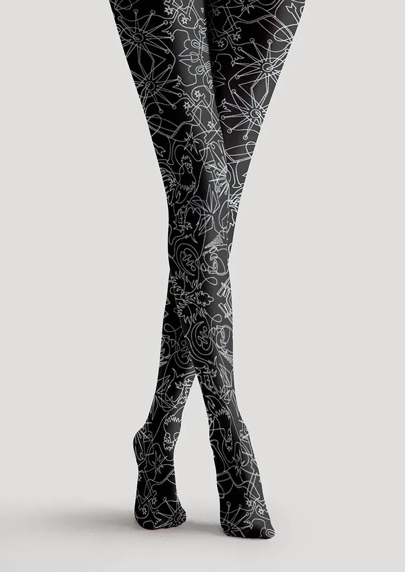 Viken Plan Floral pattern Line Echo Tights Hosiery Pantyhose