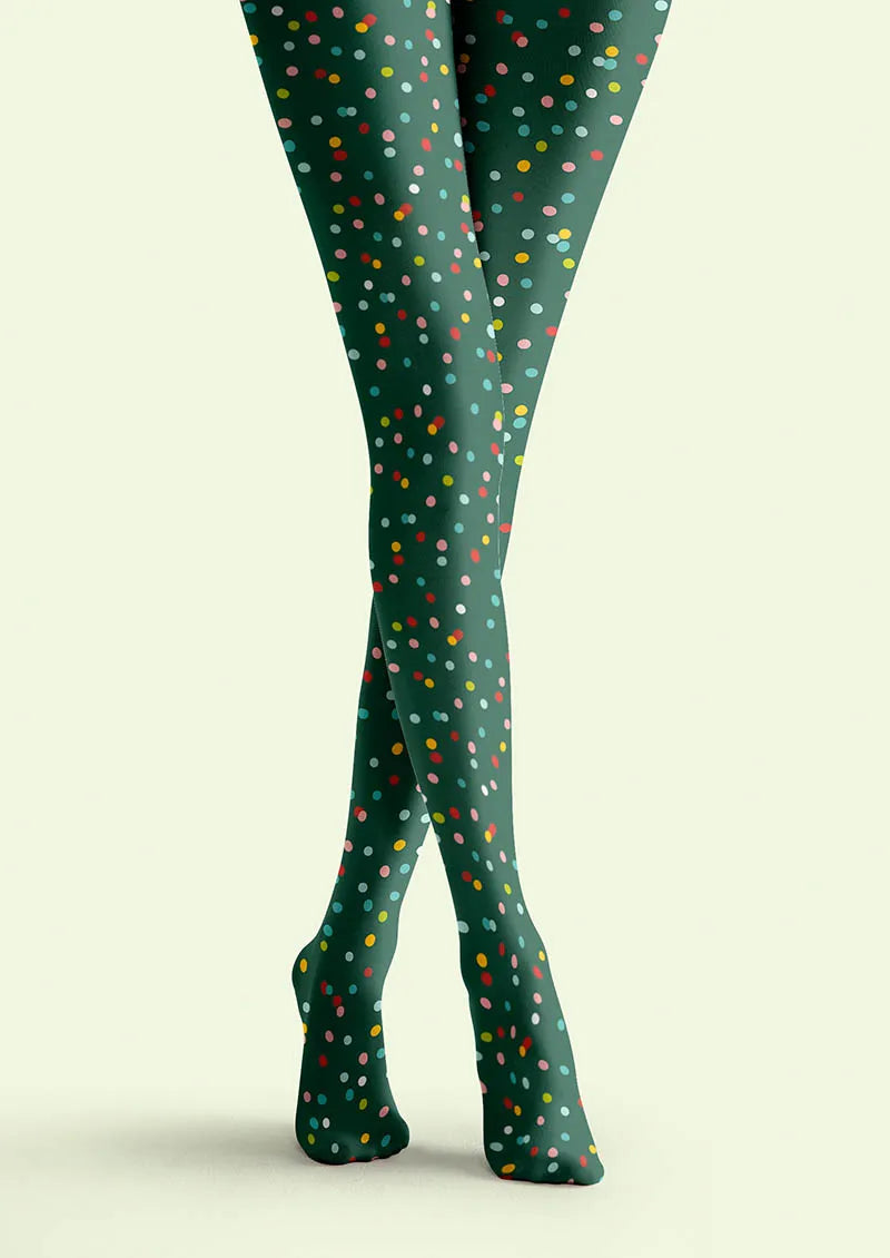 Viken Plan Green Confetti Tights Hosiery Pantyhose