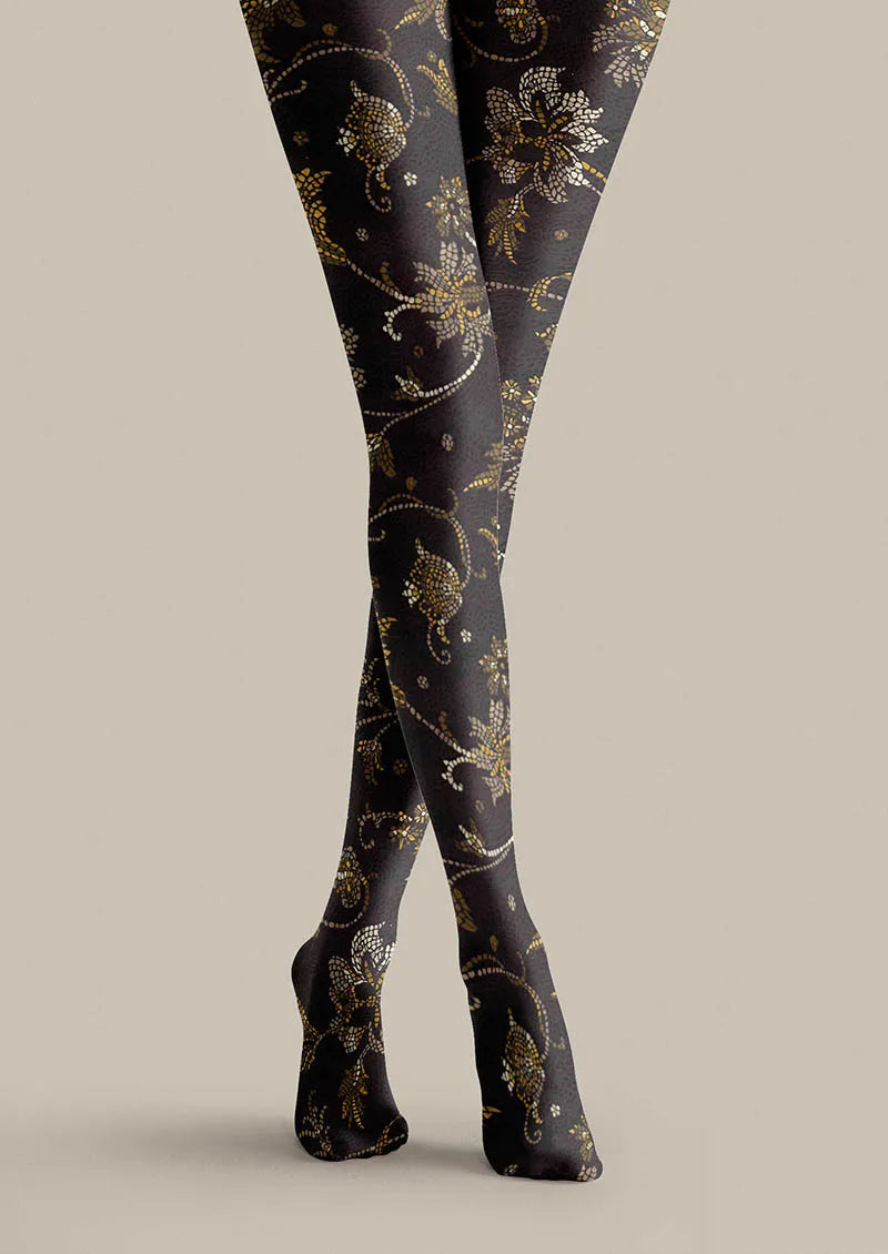 Viken Plan Floral pattern Dark Floral Tights Hosiery Pantyhose