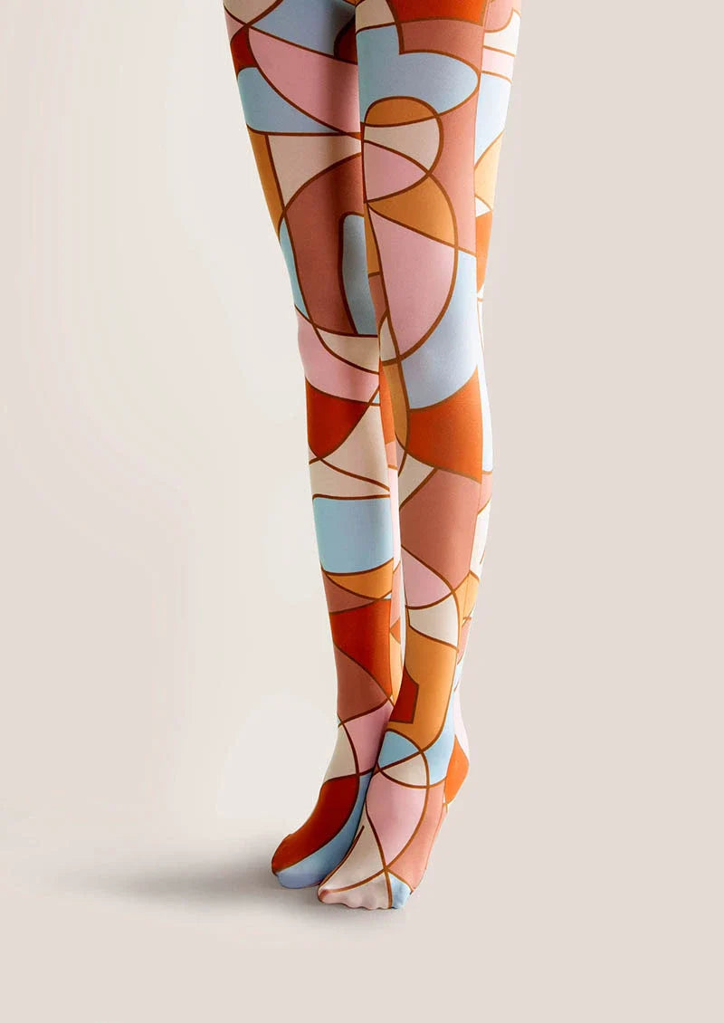 Viken Plan Art Print Tights Geometric Figure Pantyhose/Tights [Dusk Refrain]