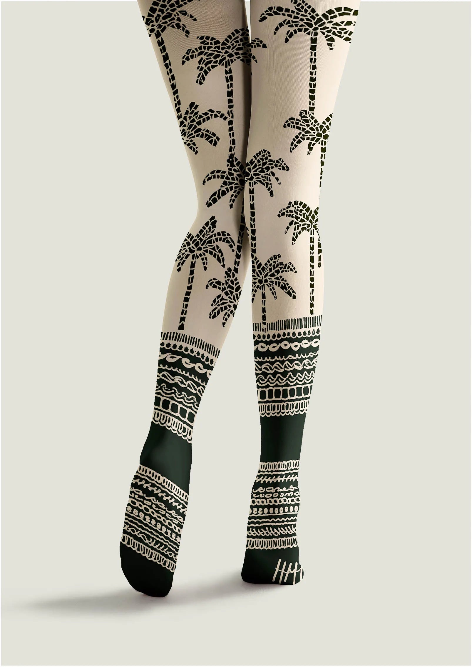 Viken Plan Fun art Print Tights Personality Pantyhose/Tights [Coconut Shore]