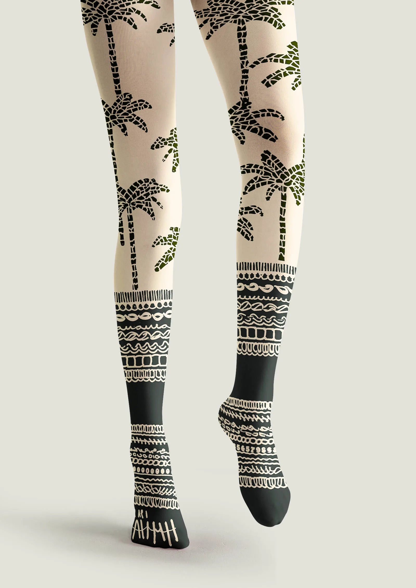 Viken Plan Fun art Print Tights Personality Pantyhose/Tights [Coconut Shore]