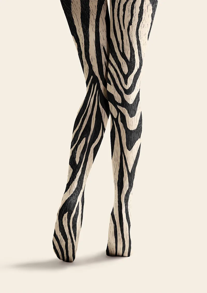 Viken Plan Fun art Print Tights Personality Pantyhose/Tights [Zebra Line]