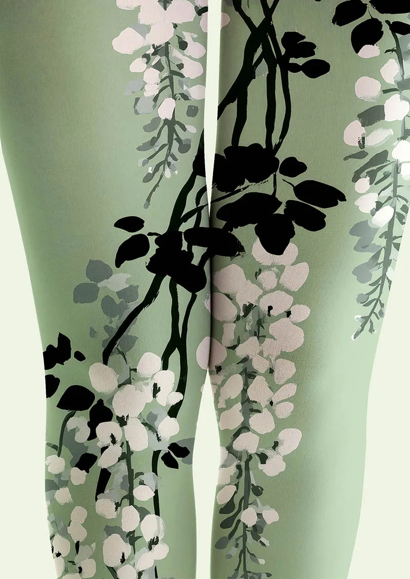 Viken Plan Spring Vine Floral Print Tights Hosiery Pantyhose