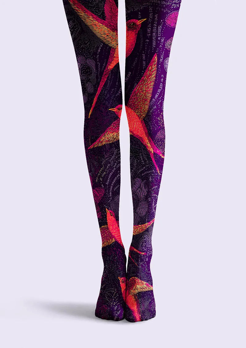 Viken Plan Art Print Tights Personality Pantyhose/Tights [Crimson Flight]