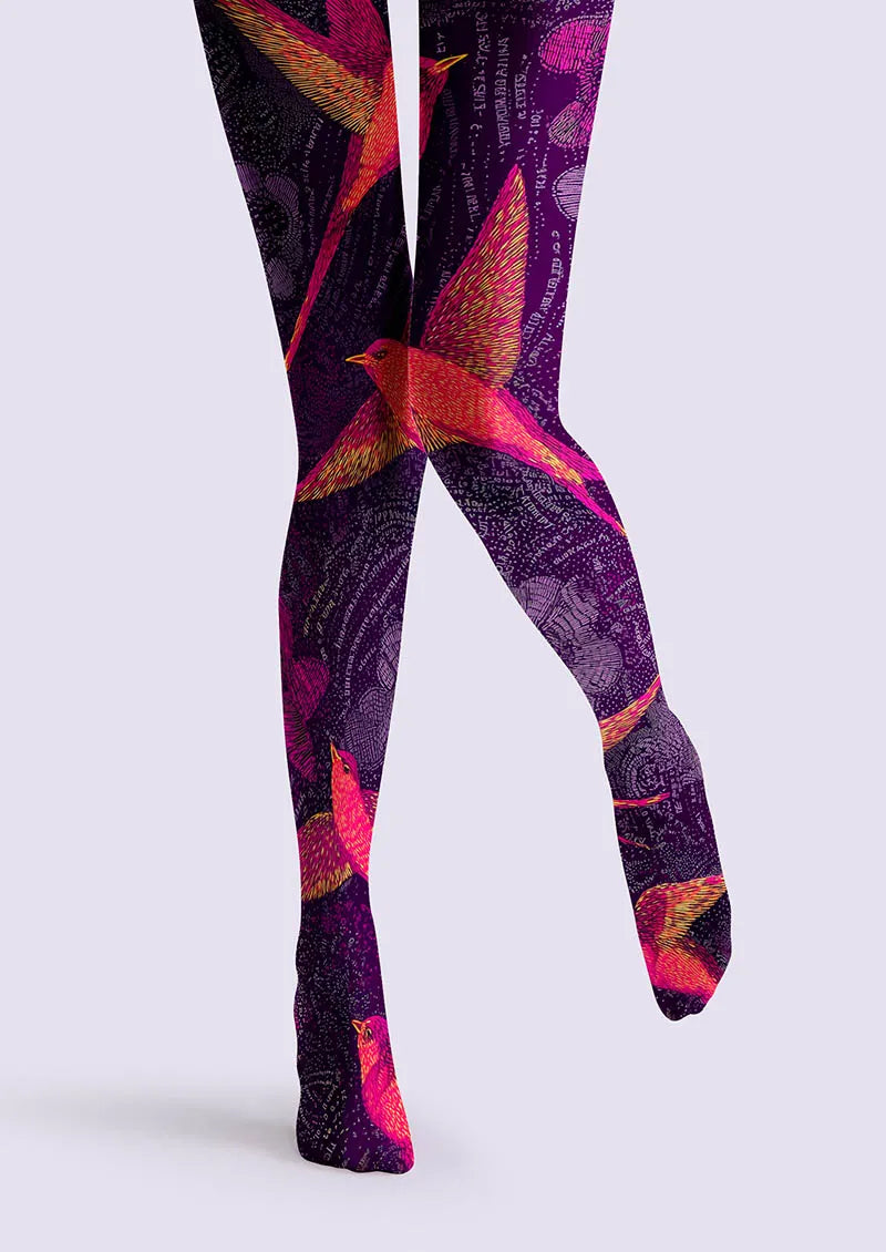 Viken Plan Art Print Tights Personality Pantyhose/Tights [Crimson Flight]