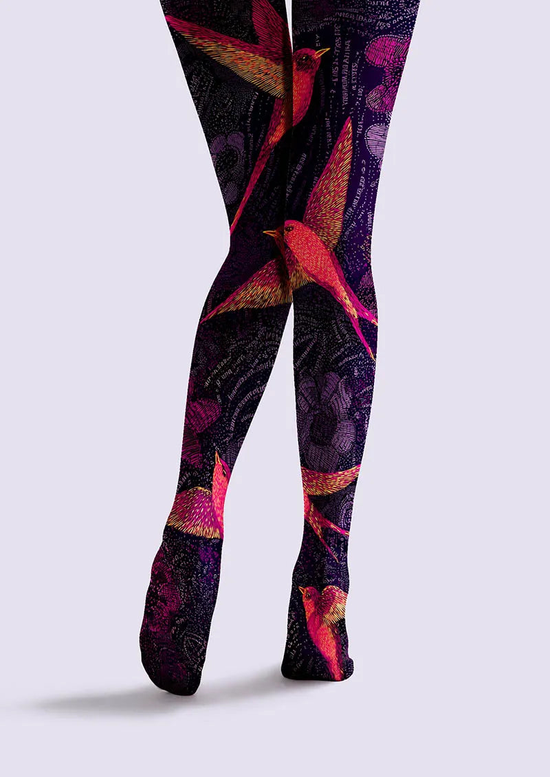 Viken Plan Art Print Tights Personality Pantyhose/Tights [Crimson Flight]