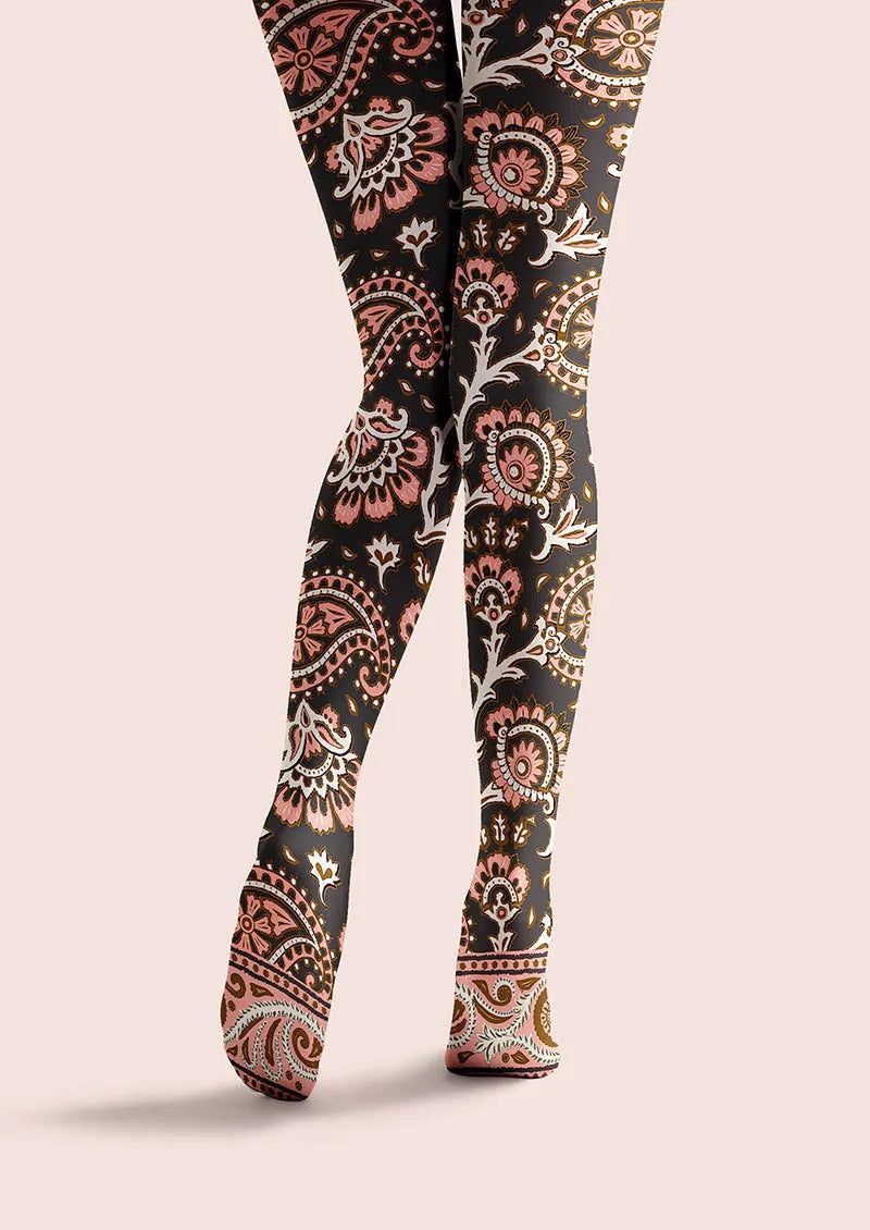 Viken Plan Classic Pattern Tights Personality Pantyhose/Tights [Pink Paisley]