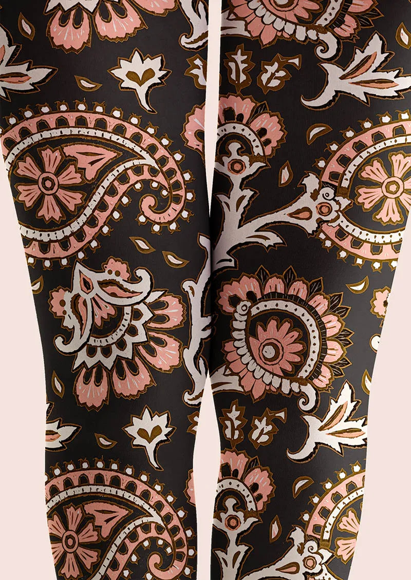 Viken Plan Classic Pattern Tights Personality Pantyhose/Tights [Pink Paisley]