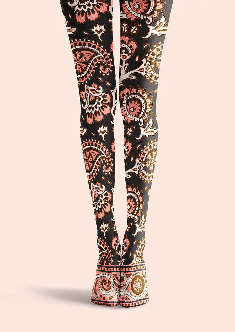 Viken Plan Classic Pattern Tights Personality Pantyhose/Tights [Pink Paisley]