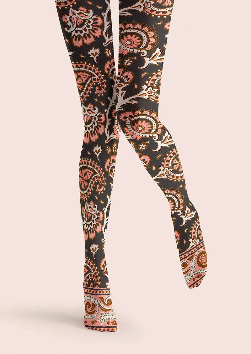 Viken Plan Classic Pattern Tights Personality Pantyhose/Tights [Pink Paisley]
