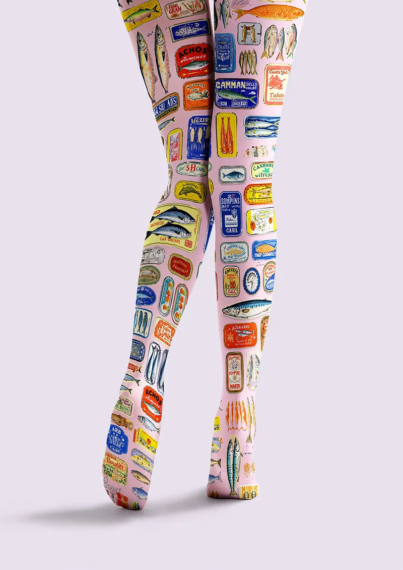Viken Plan Fun art Print Tights Personality Pantyhose/Tights [Sardine Pop]