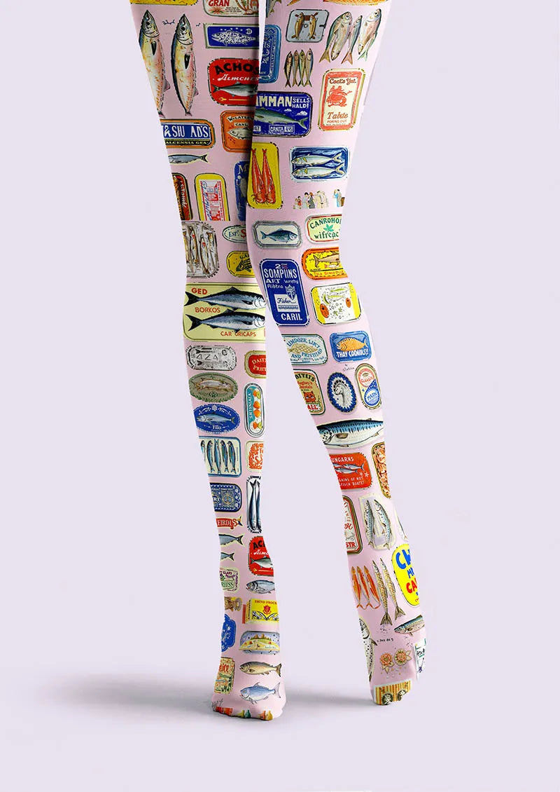 Viken Plan Fun art Print Tights Personality Pantyhose/Tights [Sardine Pop]