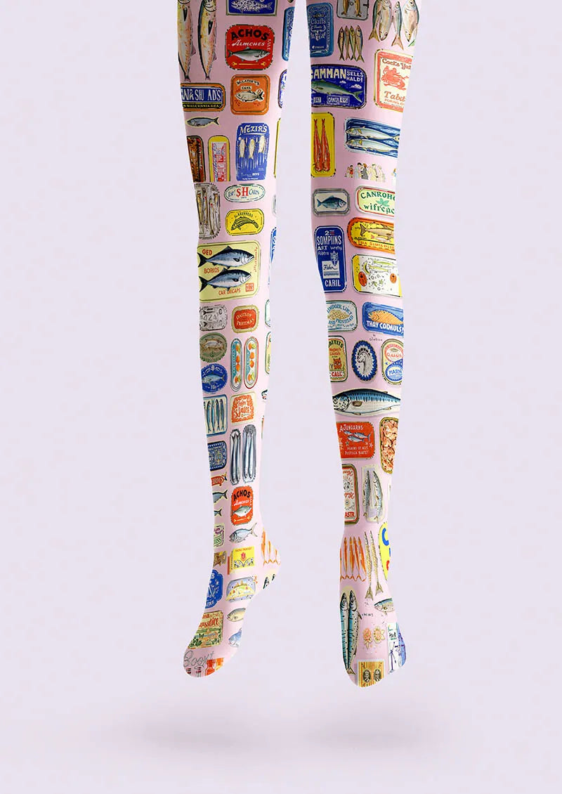 Viken Plan Fun art Print Tights Personality Pantyhose/Tights [Sardine Pop]