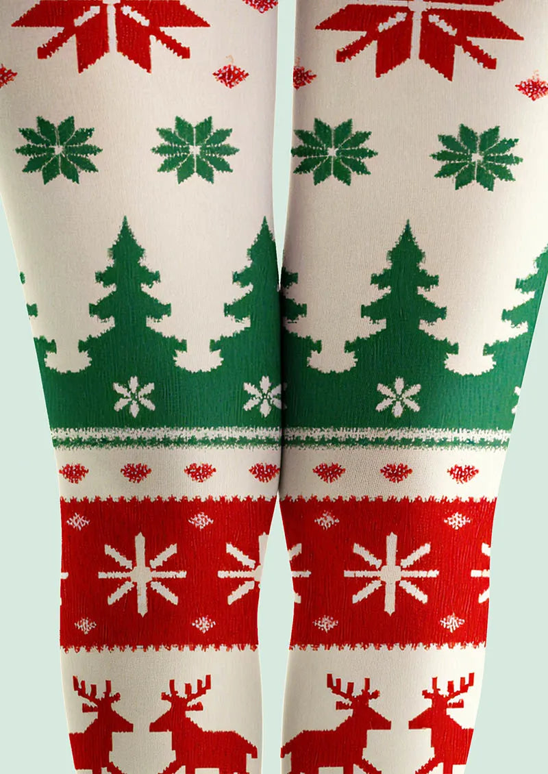 Viken Plan Holiday Fun Art Print Tights Personalized Tights/Tights [Snowy Eve]
