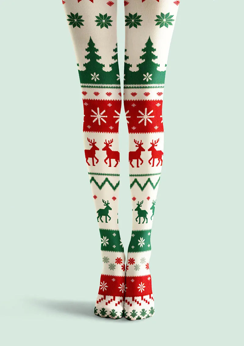 Viken Plan Holiday Fun Art Print Tights Personalized Tights/Tights [Snowy Eve]