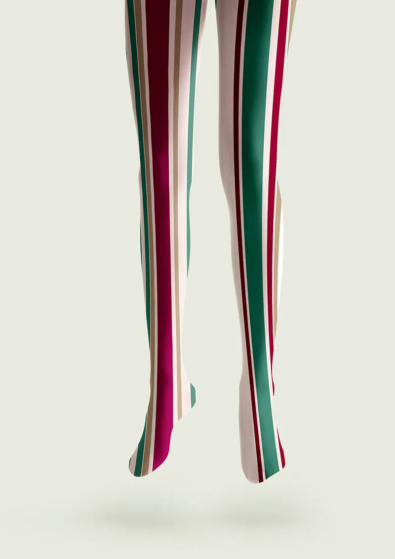 Viken Plan Classic Fashion Print Tights Personalized Tights/Tights [Red-Green Stripes]