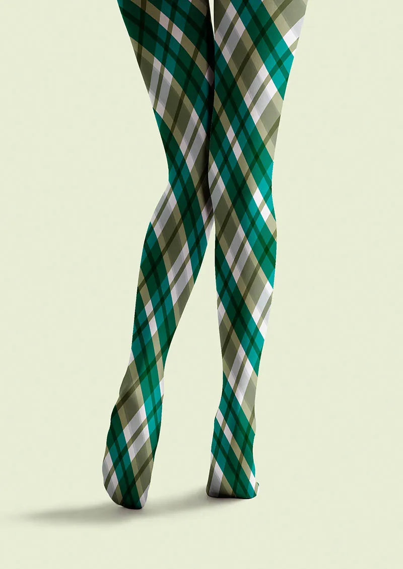 Viken Plan Forest Check Pattern Tights Hosiery Pantyhose