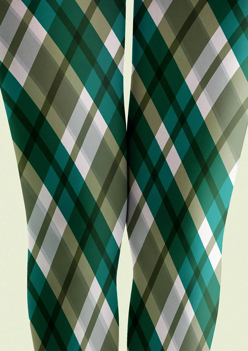 Viken Plan Forest Check Pattern Tights Hosiery Pantyhose