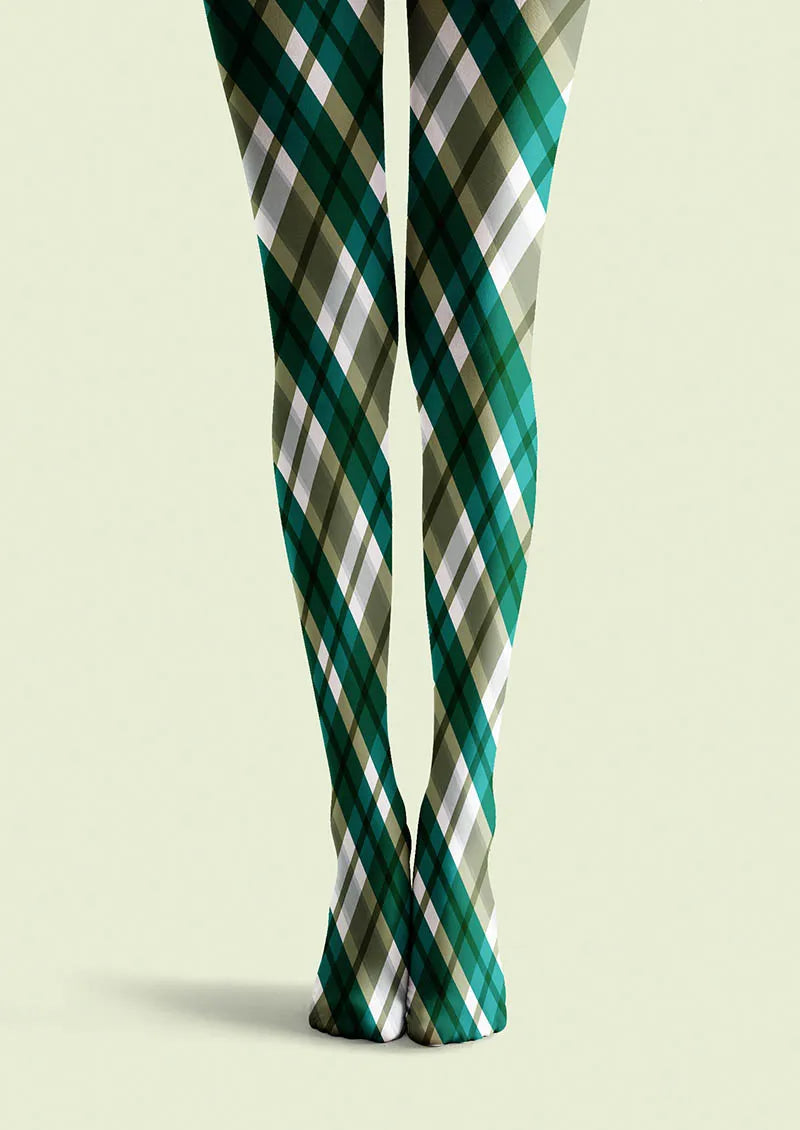 Viken Plan Forest Check Pattern Tights Hosiery Pantyhose