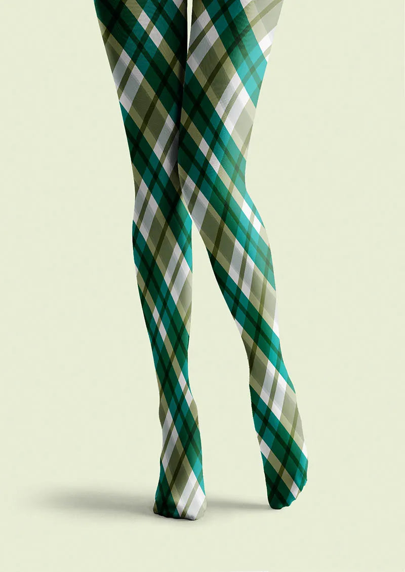 Viken Plan Forest Check Pattern Tights Hosiery Pantyhose