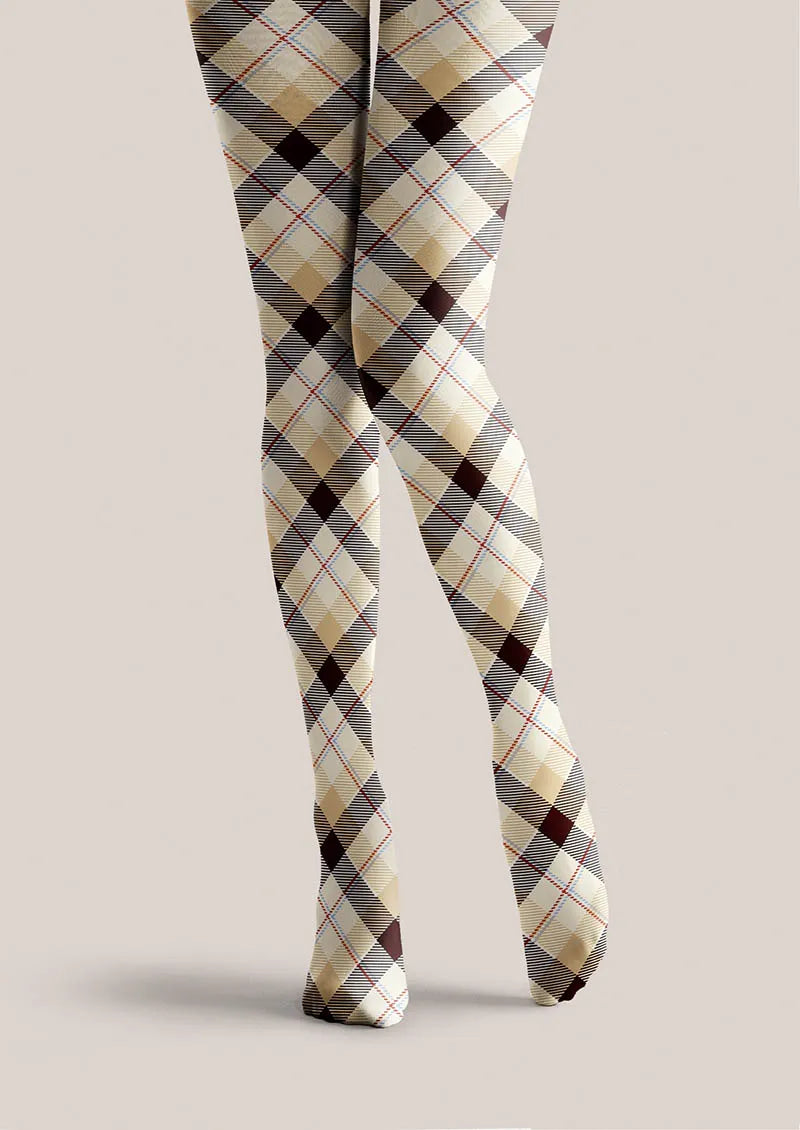 Viken Plan Beige Diamond Tights Hosiery Pantyhose
