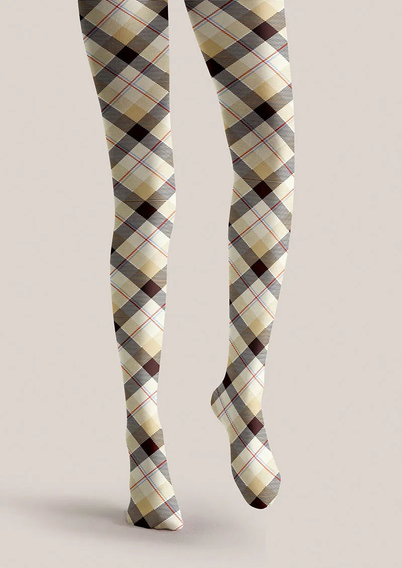 Viken Plan Beige Diamond Tights Hosiery Pantyhose