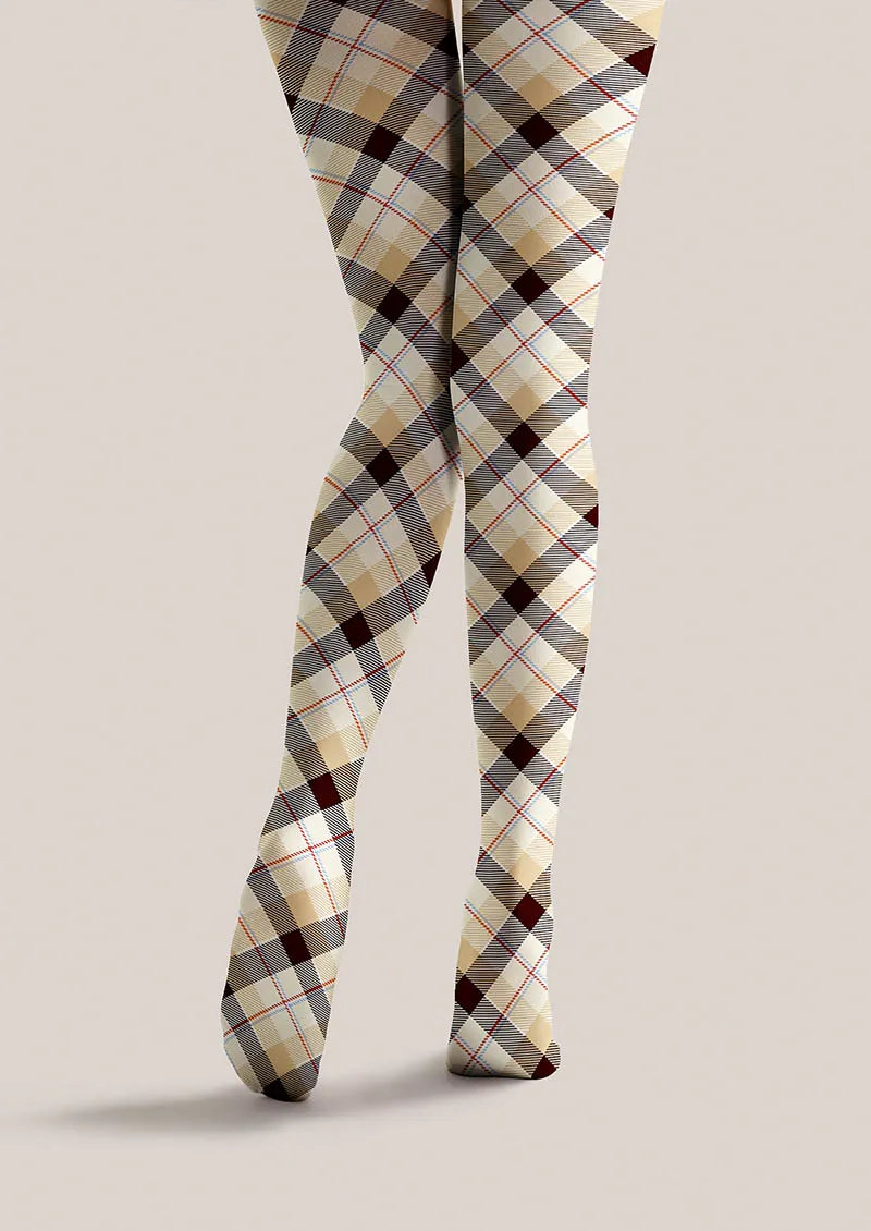 Viken Plan Beige Diamond Tights Hosiery Pantyhose