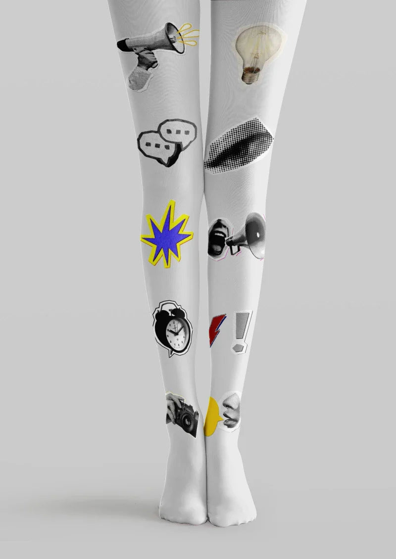 Viken Plan Vintage Item Graphic Tights Hosiery Pantyhose