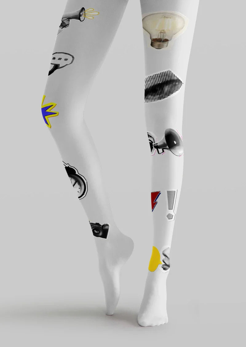 Viken Plan Vintage Item Graphic Tights Hosiery Pantyhose