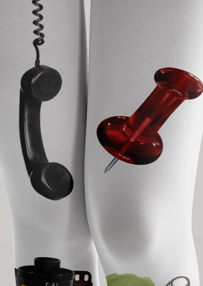 Viken Plan Retro Tool Graphic Tights Hosiery Pantyhose