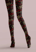 Viken Plan Black LOVE Graphic Tights Hosiery Pantyhose