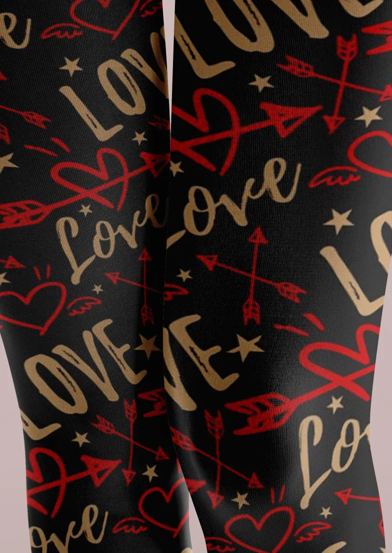 Viken Plan Black LOVE Graphic Tights Hosiery Pantyhose
