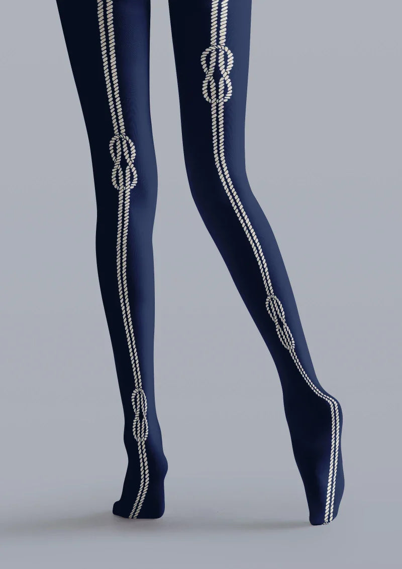 Viken Plan Navy Chain Graphic Tights Hosiery Pantyhose
