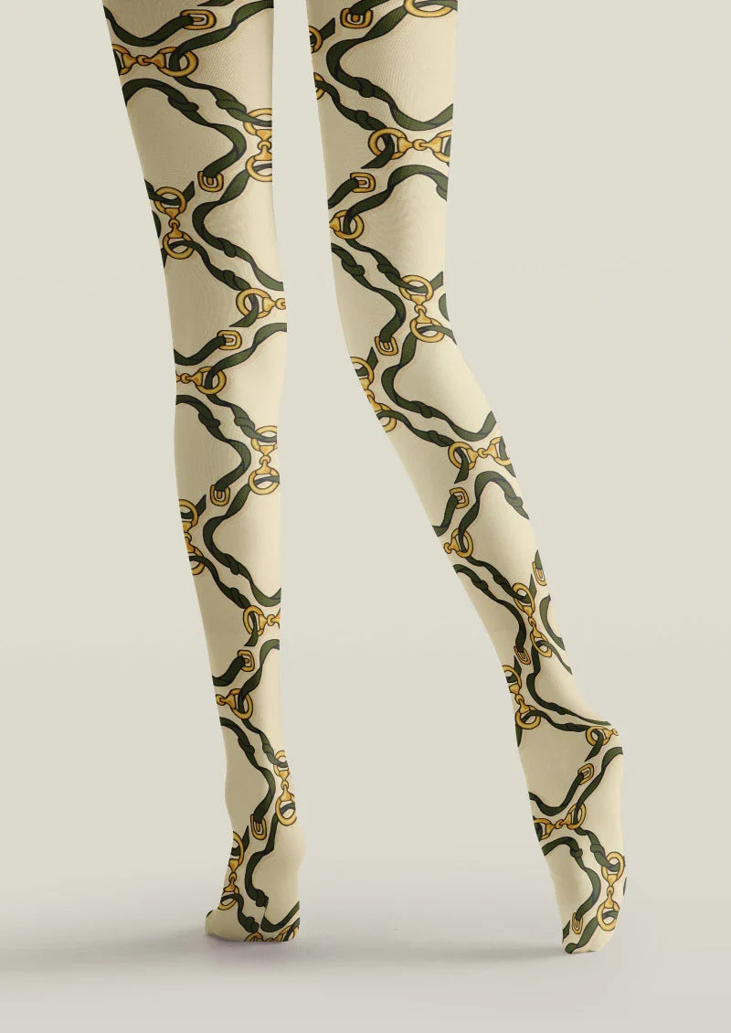 Viken Plan Beige Argyle Tights Hosiery Pantyhose