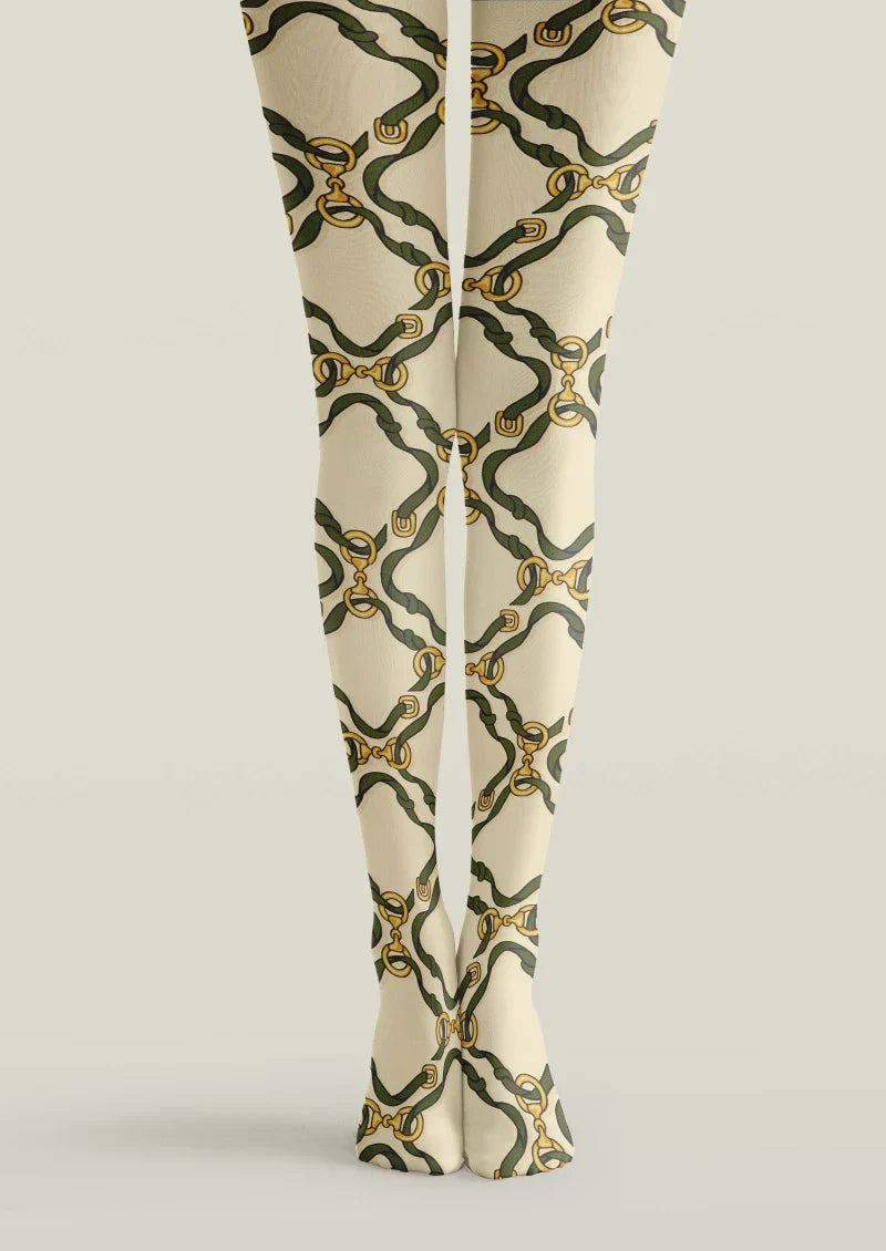 Viken Plan Beige Argyle Tights Hosiery Pantyhose